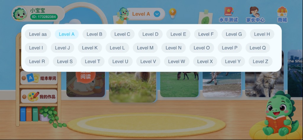 级别选择，从 Level aa 到 Level Z，当前选中 Level A